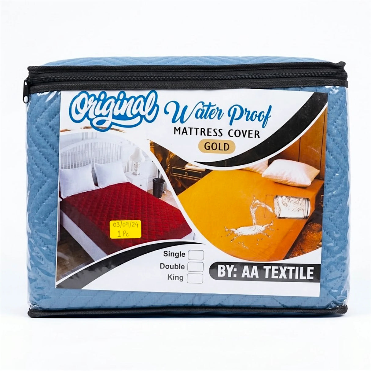 mattress cover double blue d599