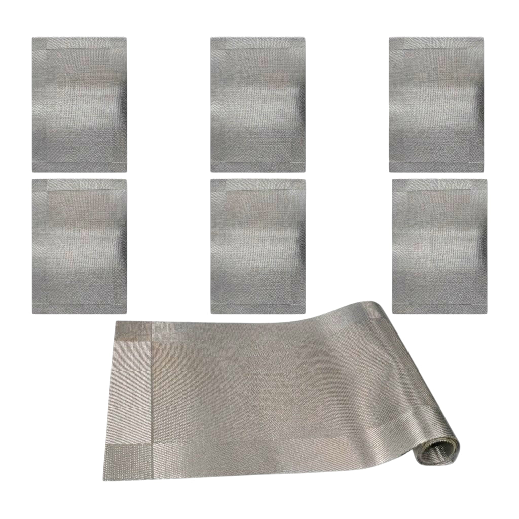 table mat 7pc set light gray