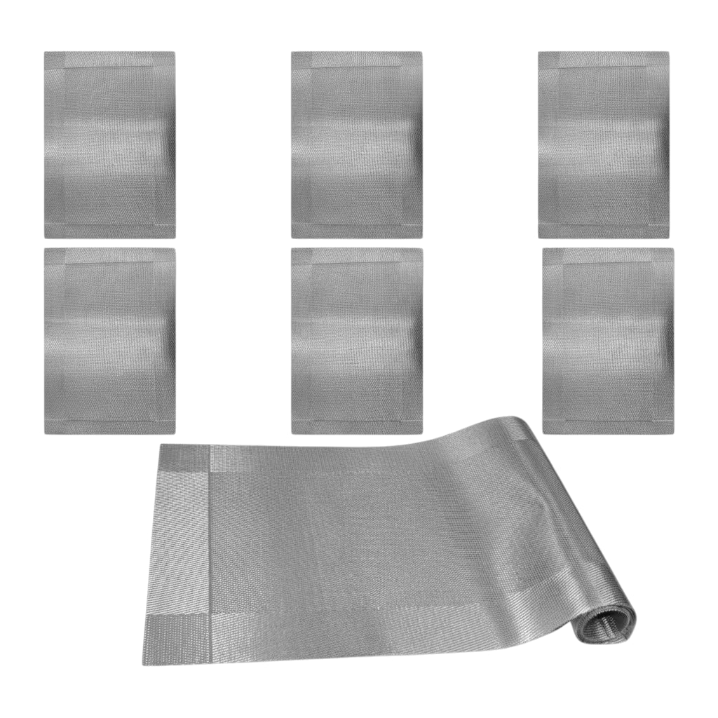 table mat 7pc set silver black