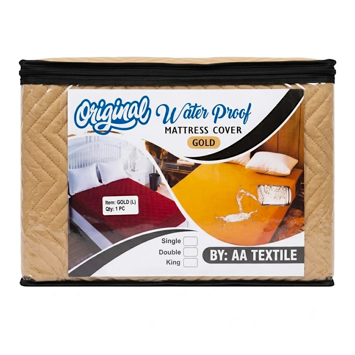 mattress cover double khaki d599