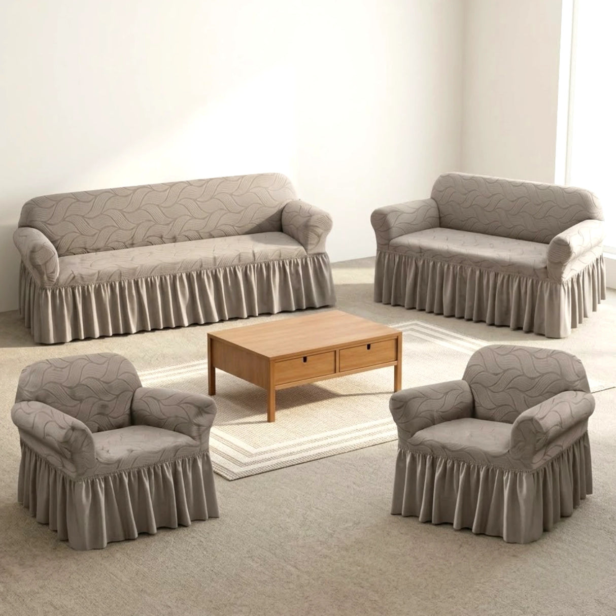 sofa cover 7 seater light gray china
