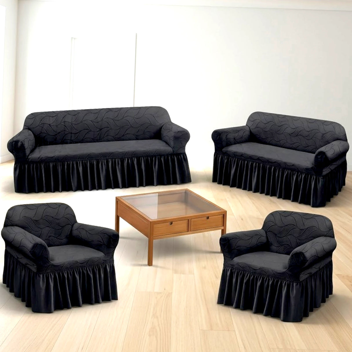 sofa cover 7 seater black china