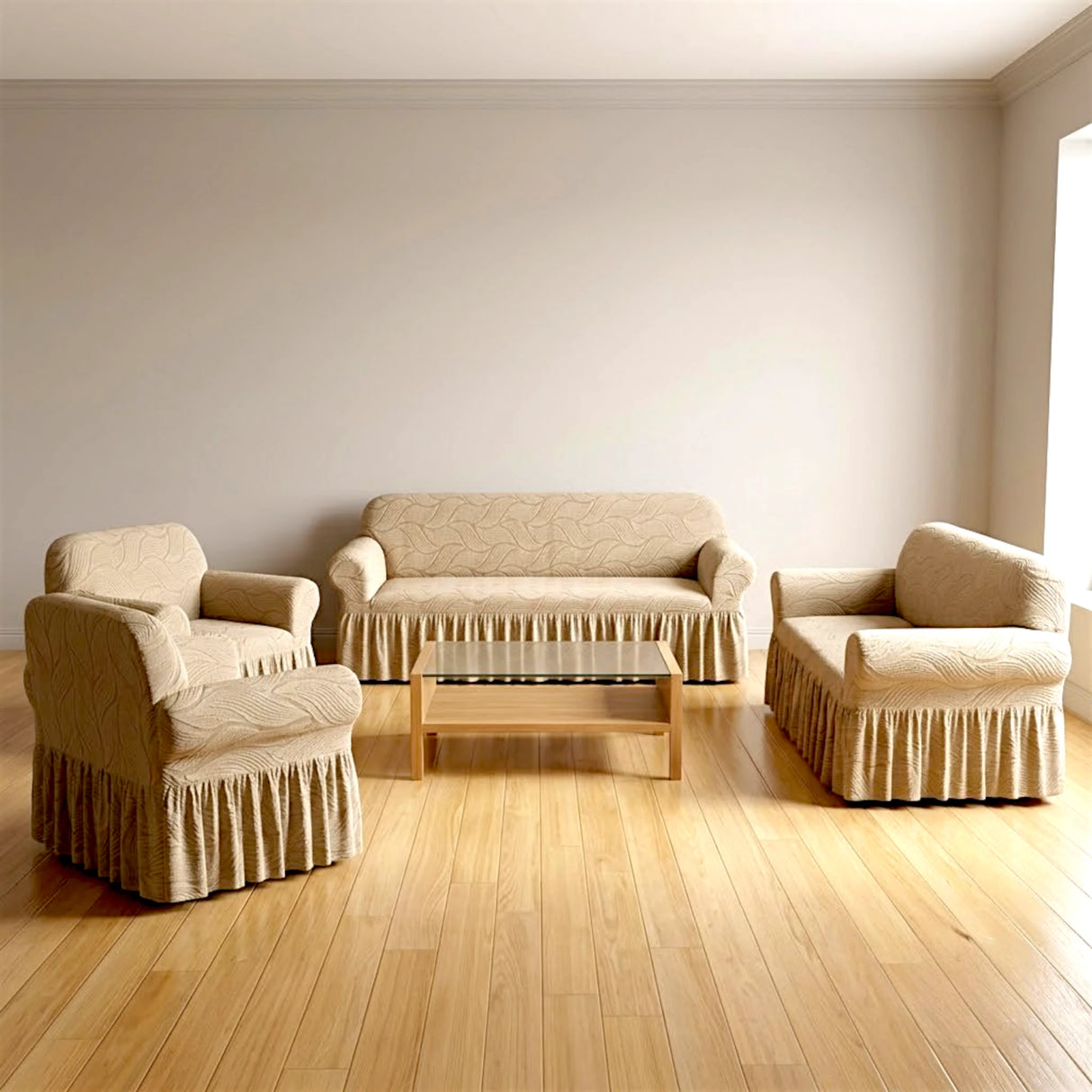 sofa cover 7 seater light beige china