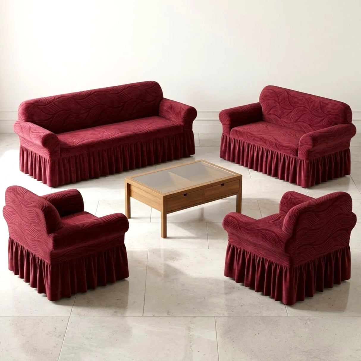sofa cover 7 seater maroon china
