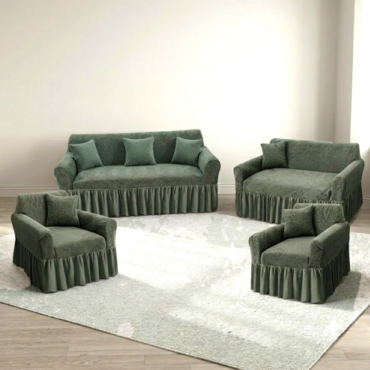 sofa cover 7 seater green china