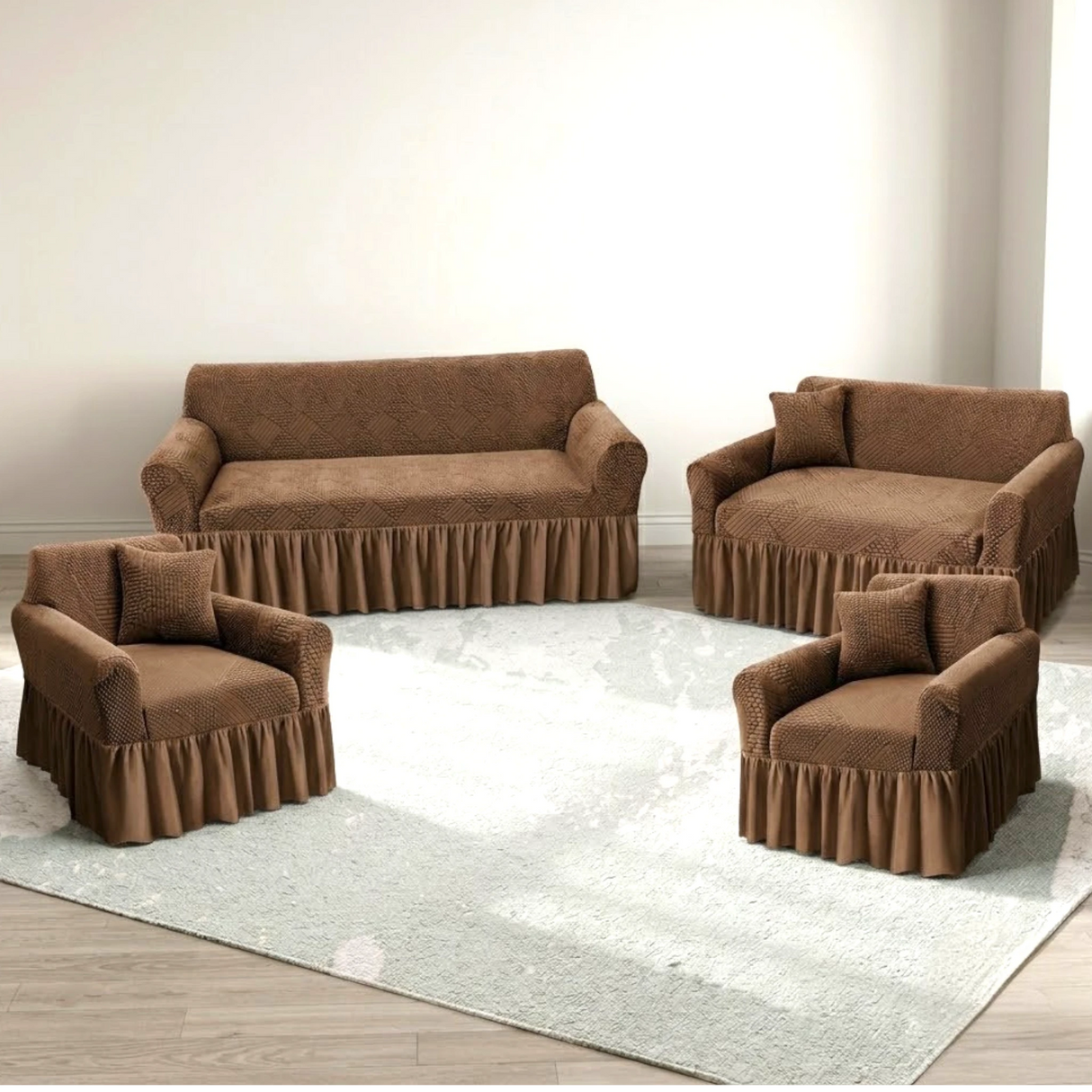 sofa cover 7 seater brown china