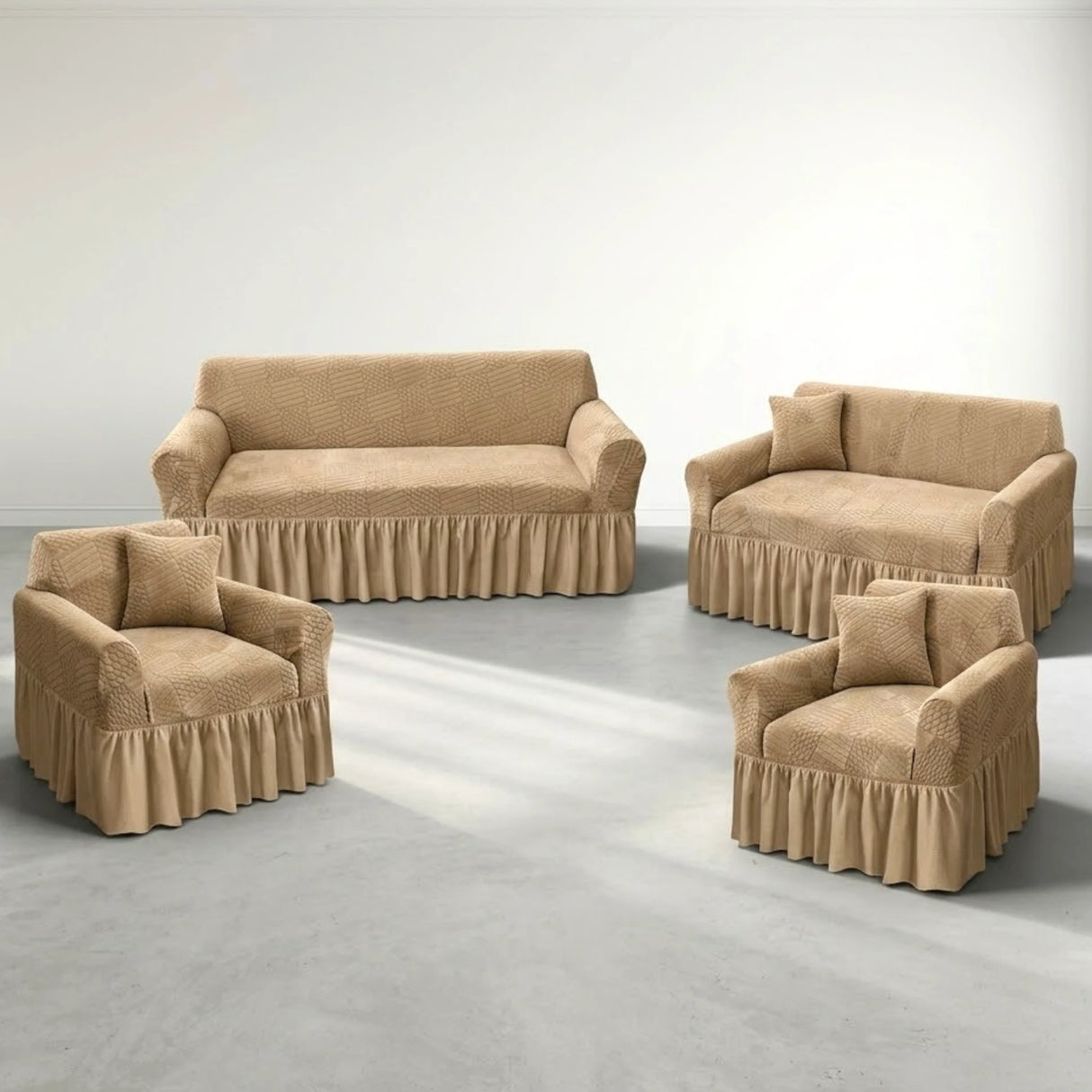 sofa cover 7 seater light beige china