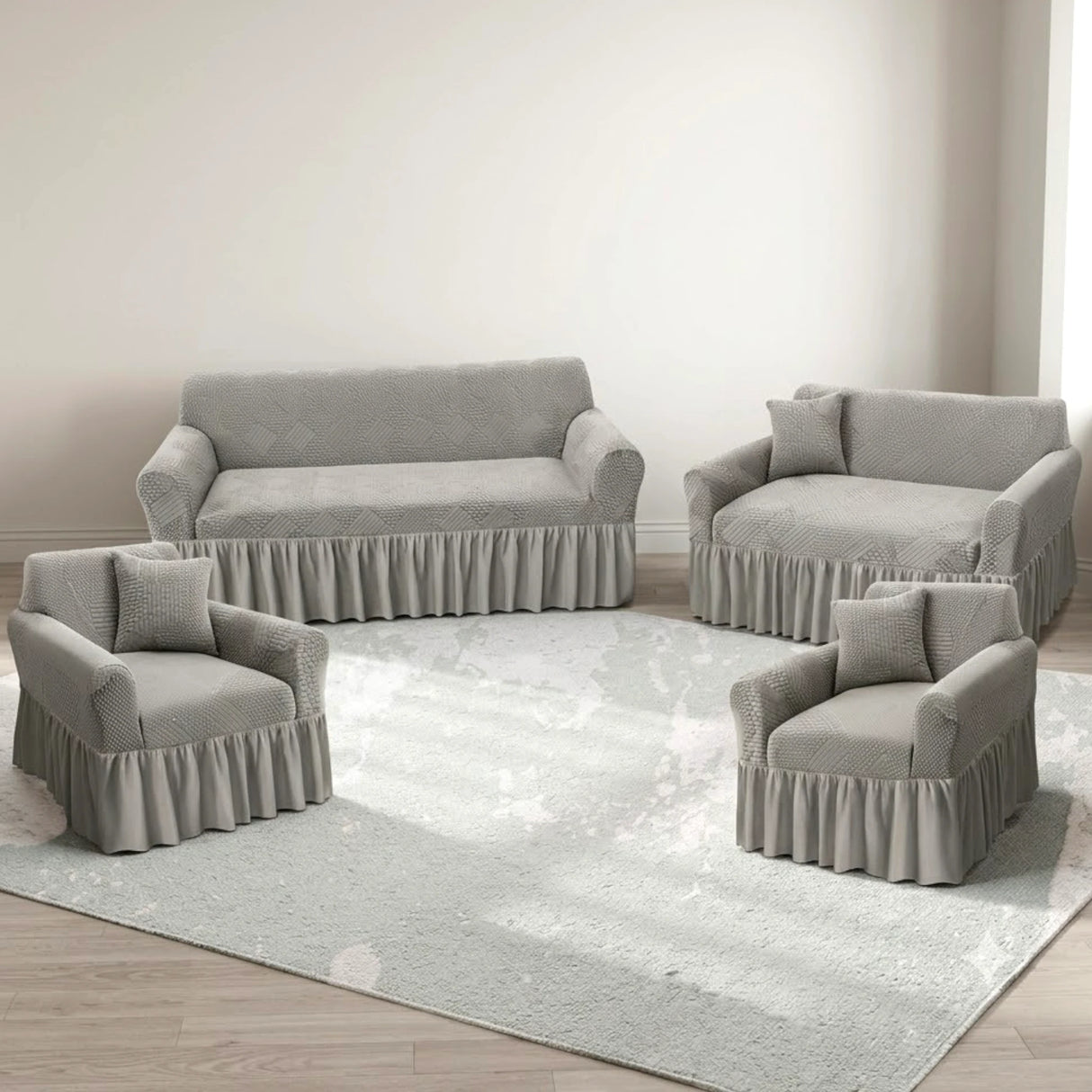 sofa cover 7 seater light gray china