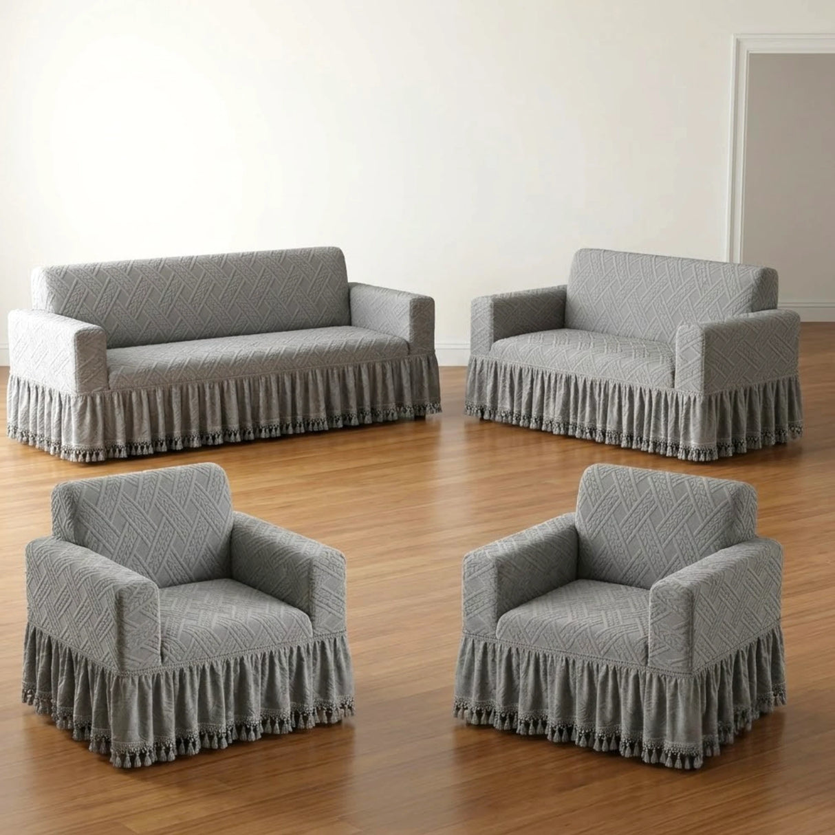 sofa cover 7 seater light gray china
