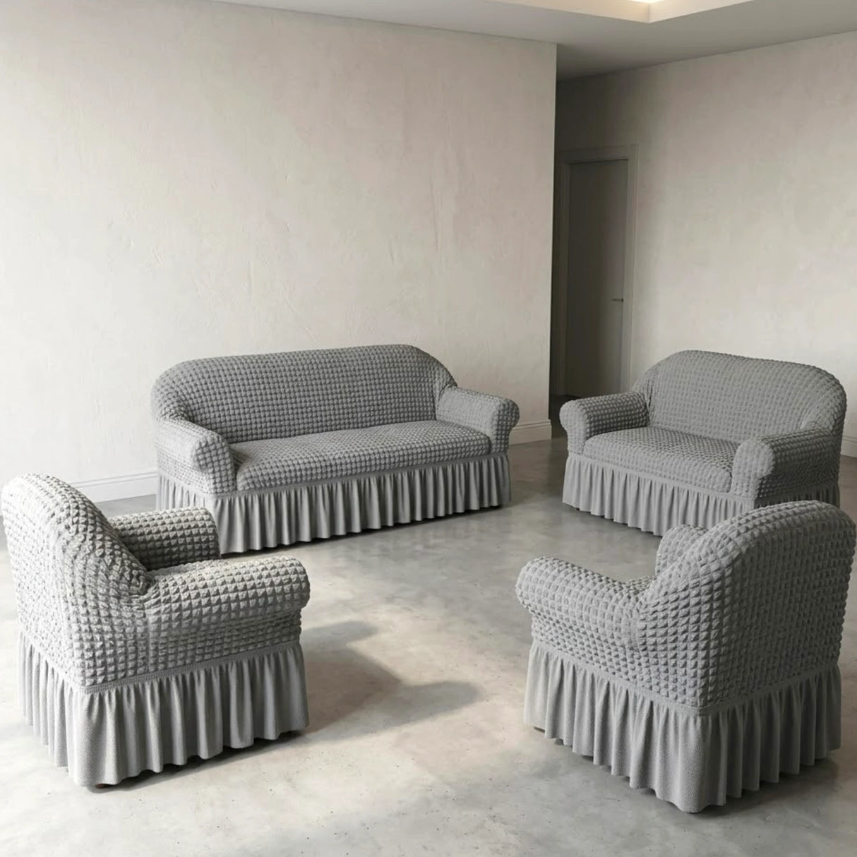 sofa cover 7 seater light gray china