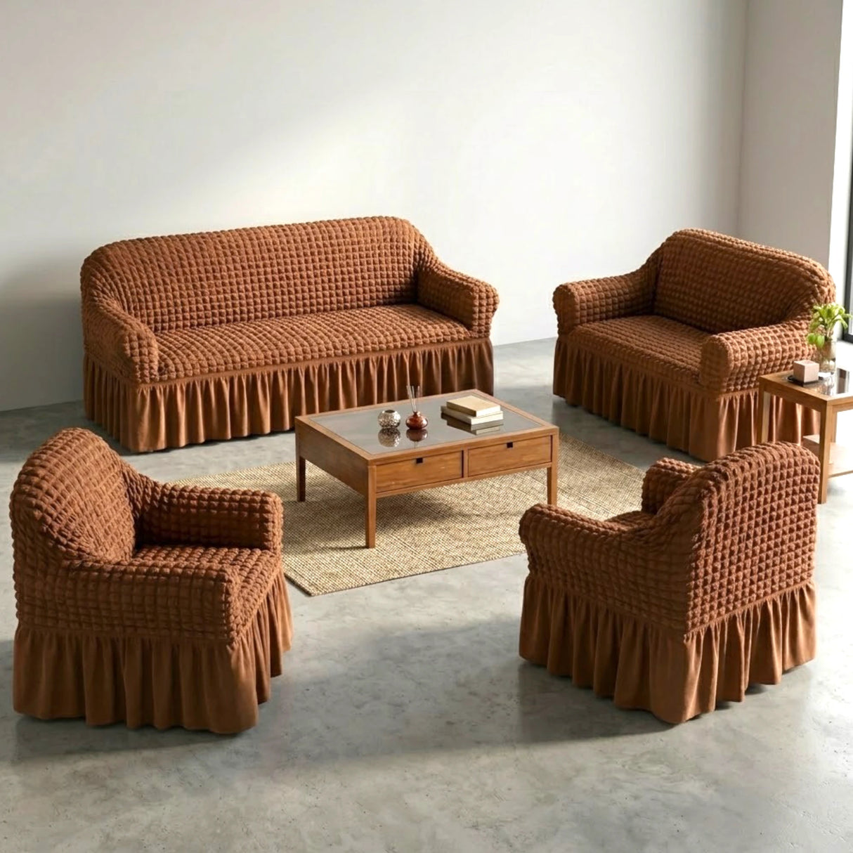 sofa cover 7 seater brown china