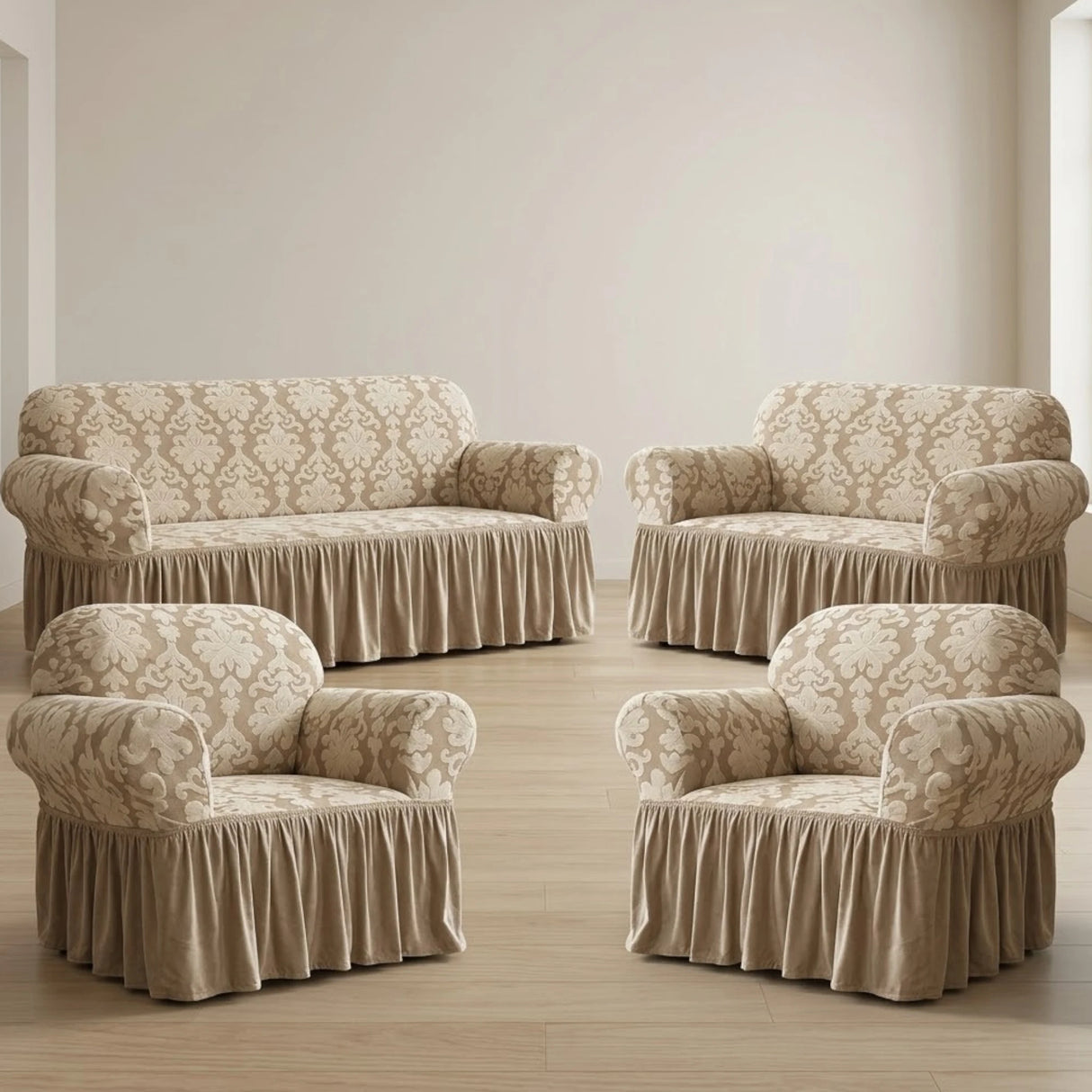 sofa cover 7 seater light beige china