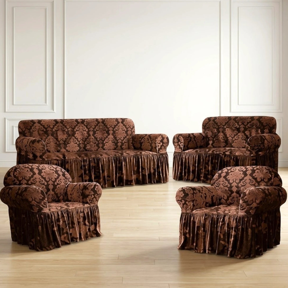 sofa cover 7 seater chocolate brown china