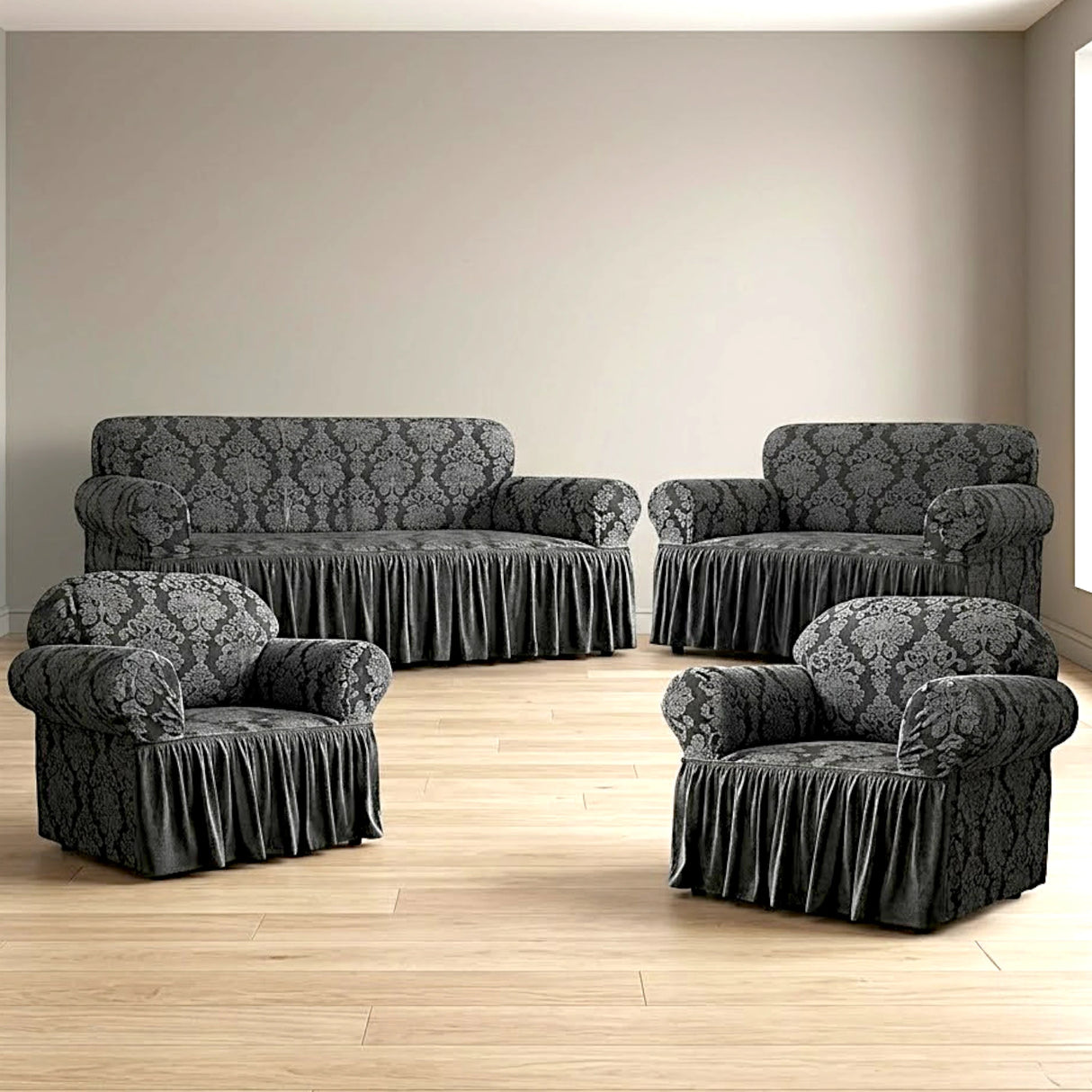 sofa cover 7 seater dark gray china
