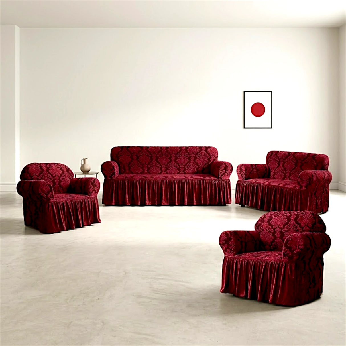 sofa cover 7 seater maroon china