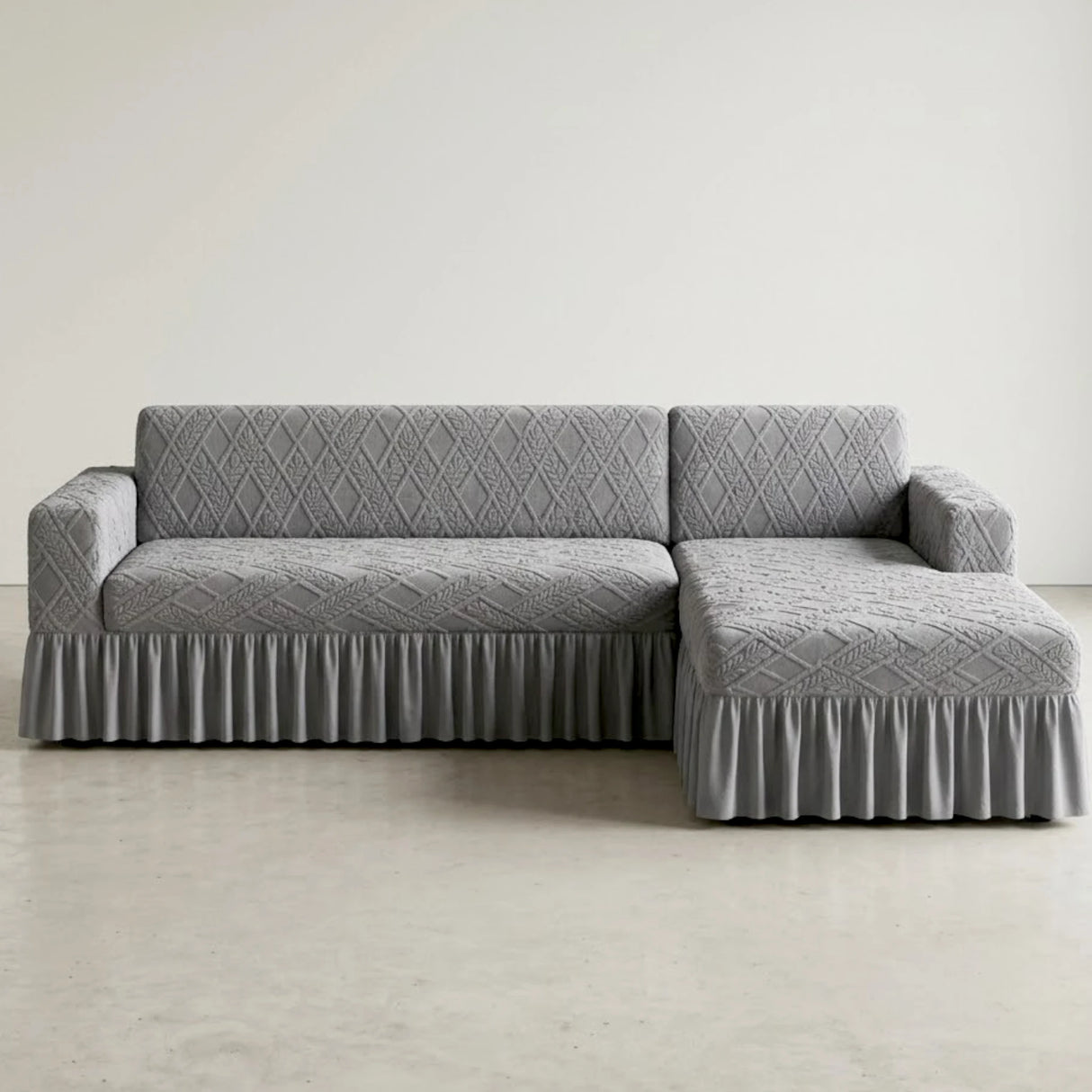 sofa cover 7 seater l shape light gray china