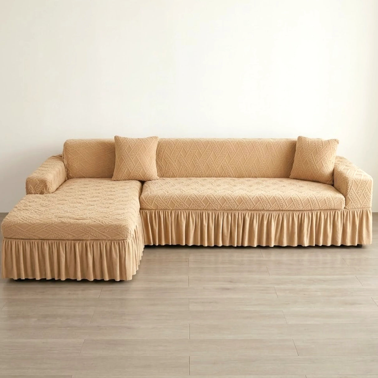 sofa cover 7 seater l shape light beige china