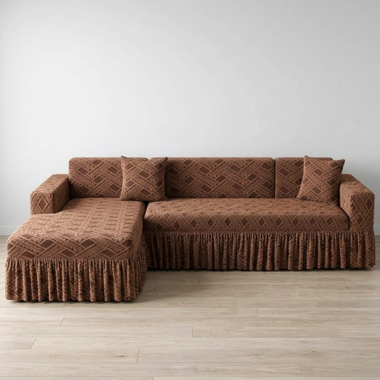 sofa cover 7 seater l shape chocolate brown china
