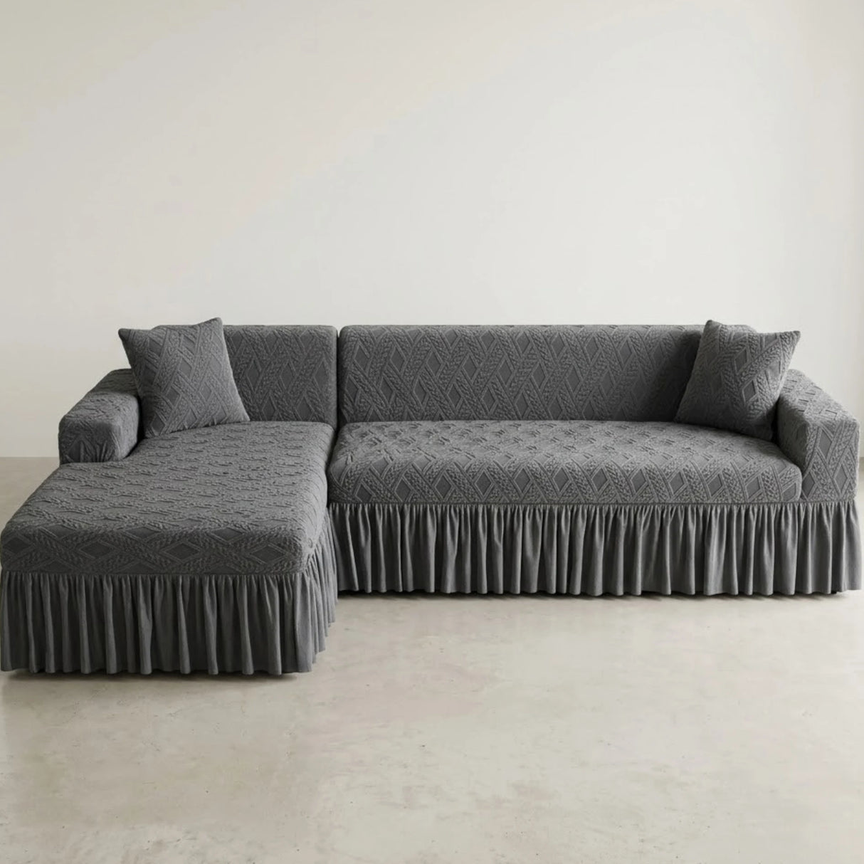 sofa cover 7 seater l shape dark gray china