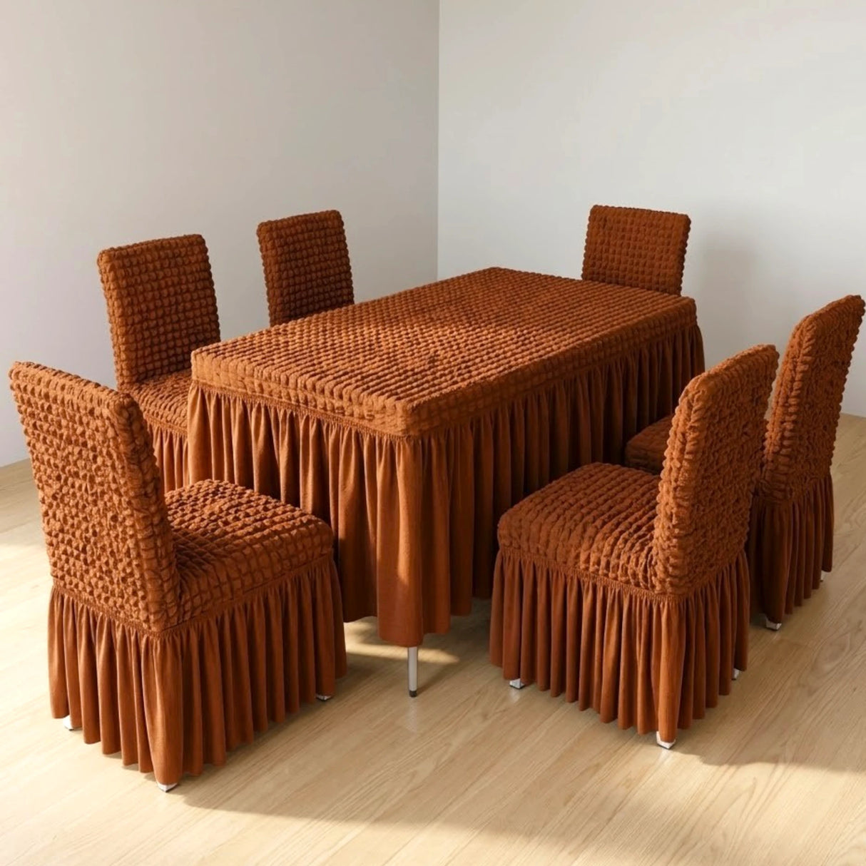 dining table & chair cover 7pc rust china