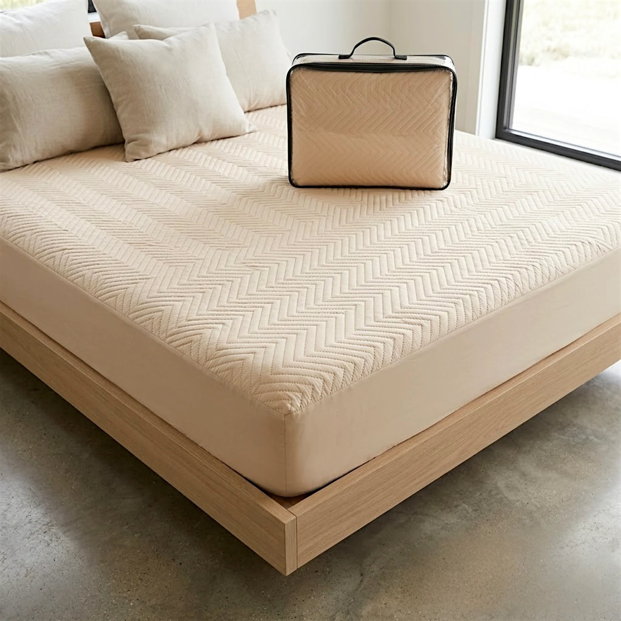 mattress cover double cream d599