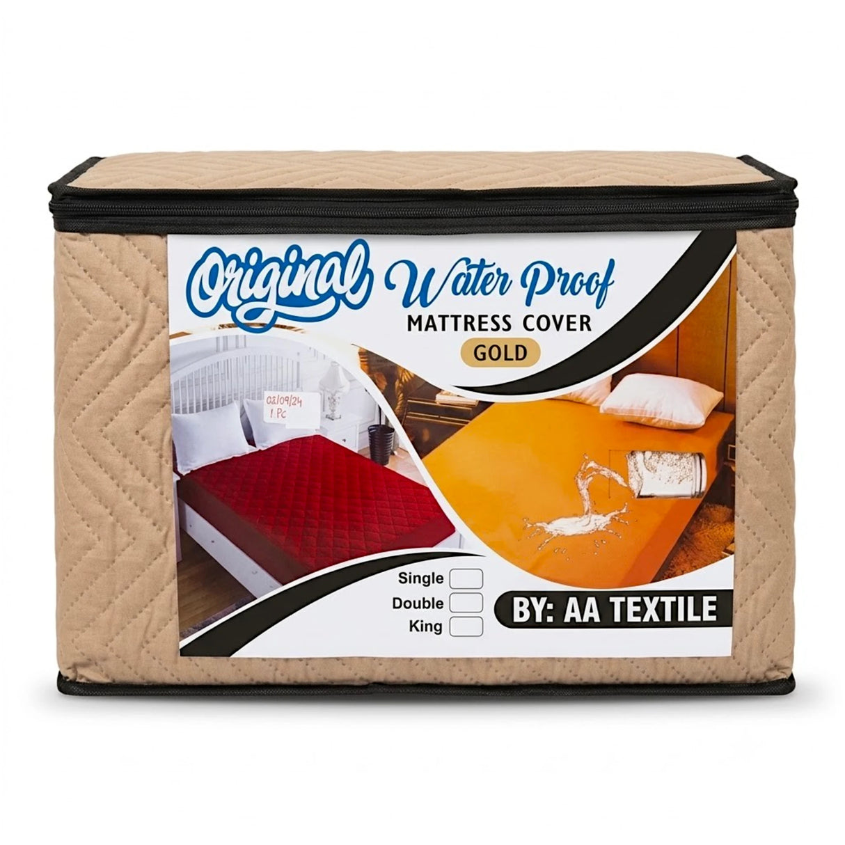 mattress cover double beige d599