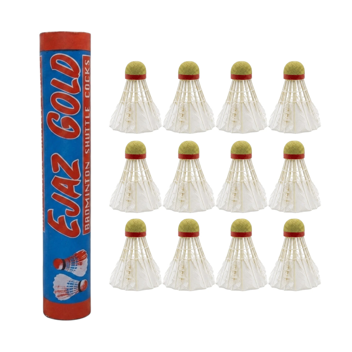 BADMINTON FEATHER SHUTTLE EJAZ GOLD 12 PC