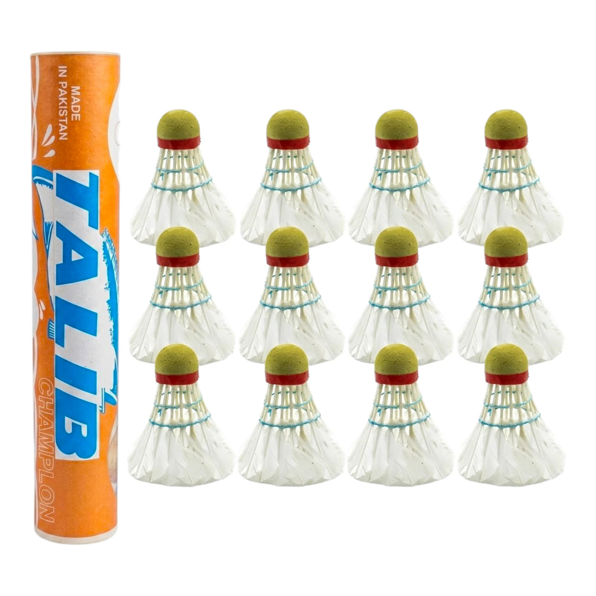 BADMINTON FEATHER SHUTTLE TALIB ORANGE 12 PC
