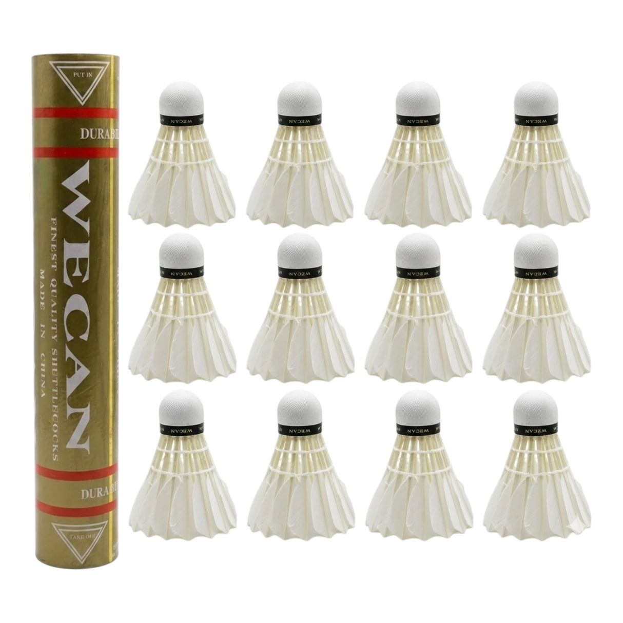 BADMINTON FEATHER SHUTTLE WECAN GOLD 77 12PC