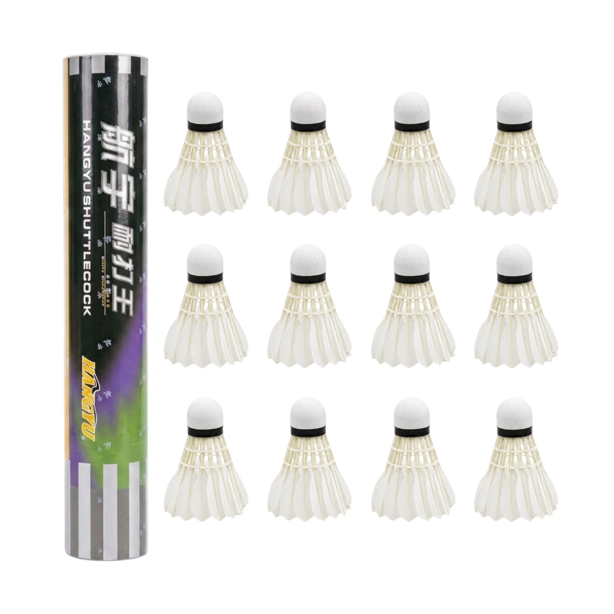 BADMINTON FEATHER  SHUTTLE HANGYU GOLDEN 12PC CHINA