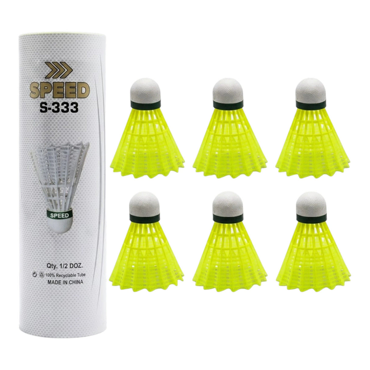 BADMINTON SHUTTLE PLASTIC SPEED 6PC BOX YELLOW CHINA