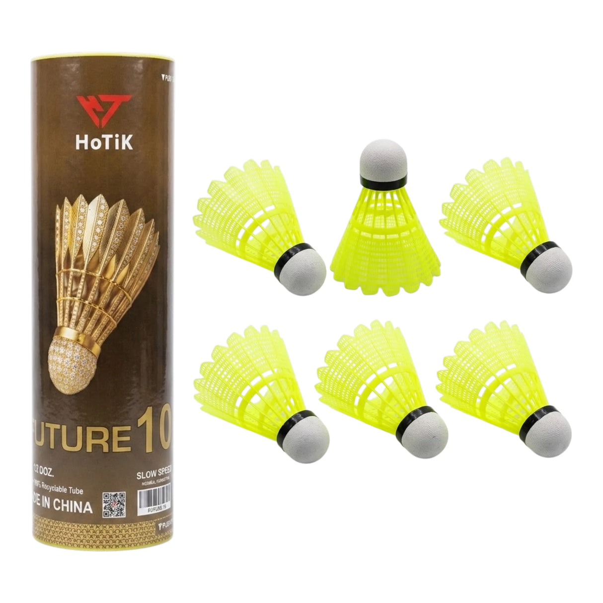 BADMINTON SHUTTLE PLASTIC HOTIK 6PC BOX YELLOW CHINA