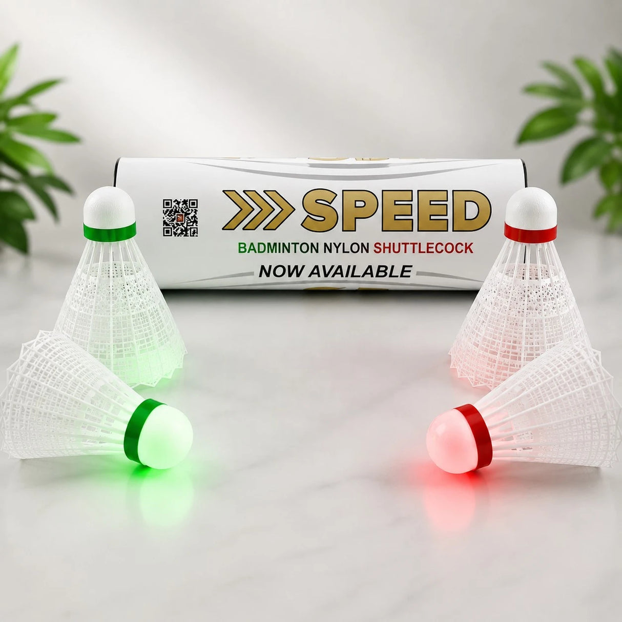 BADMINTON SHUTTLE PLASTIC SPEED WITH LIGHT 4PC BOX CHINA