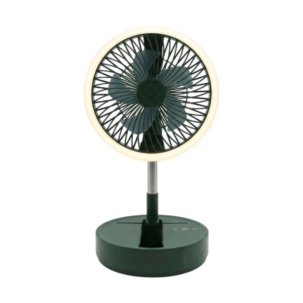 JIAKE FOLDING STORAGE LAMP FAN - TELESCOPIC RECHARGEABLE DESKTOP FAN WITH LED LIGHT RING &amp; REMOTE CONTROL
