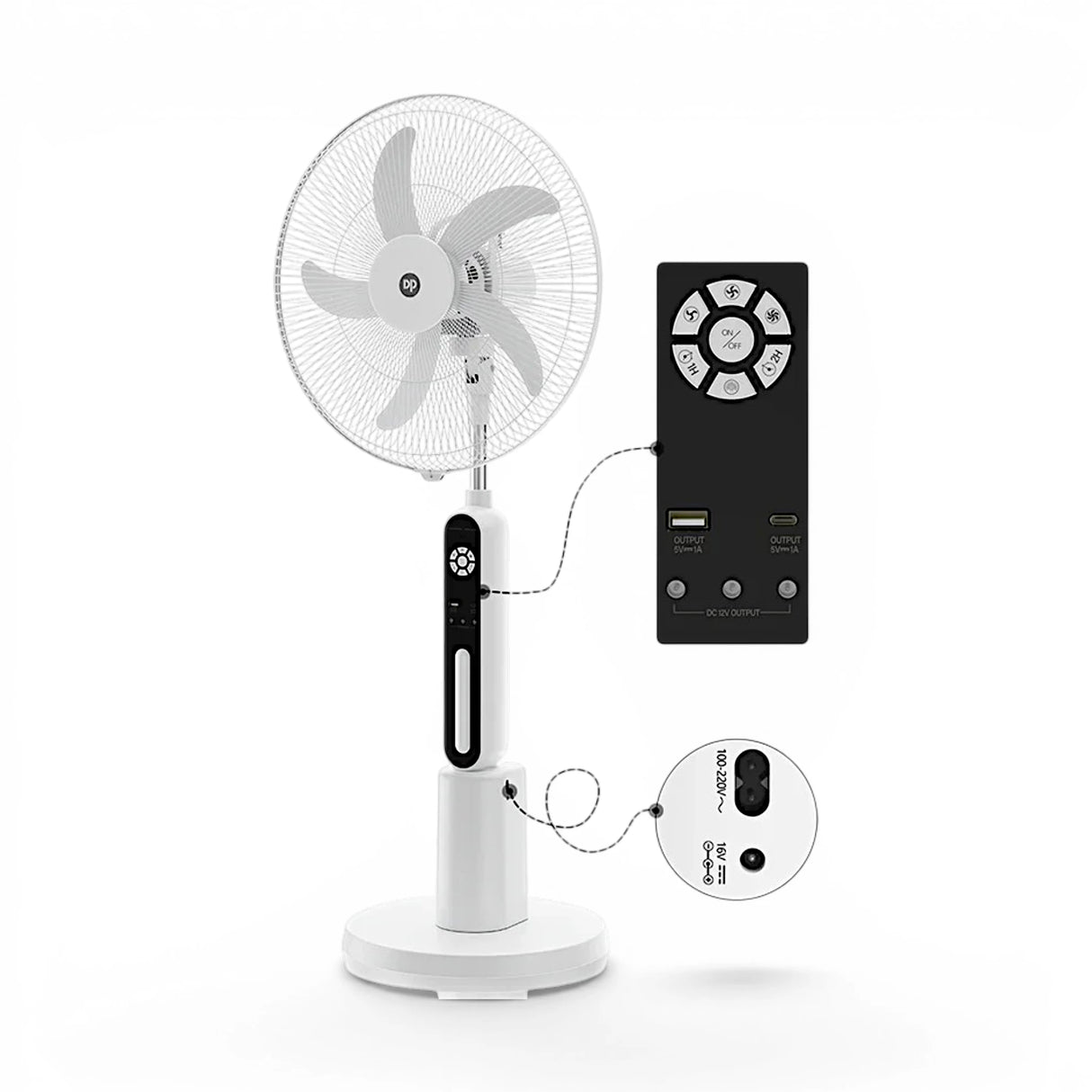 dp charging fan 18'' 7000mah dp-f502al china