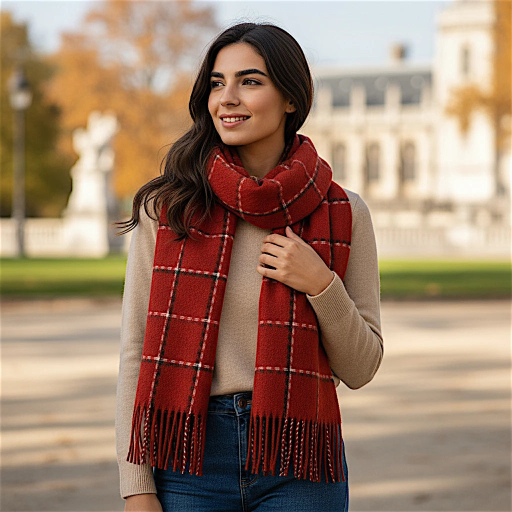 ladies scarf wool red china 227