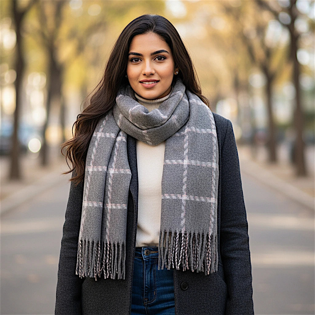 ladies scarf wool light grey china 227