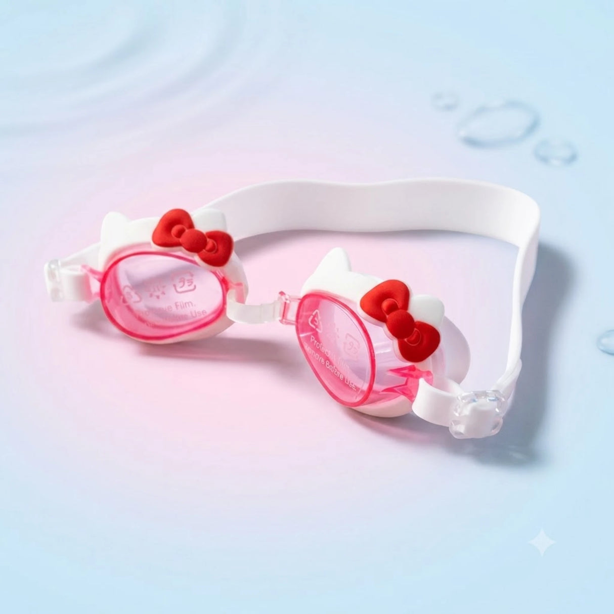 Kids Swimming Goggles – Cute Kitty Cat Design Pink/White
