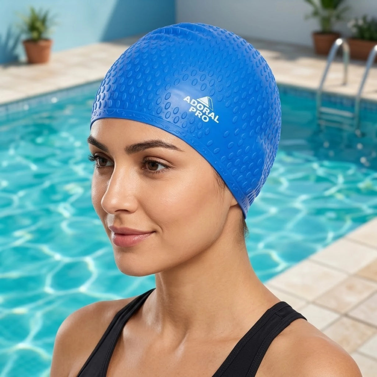 SWIMMING CAP SILICONE DOTED OVAL ADORAL PRO CHINA