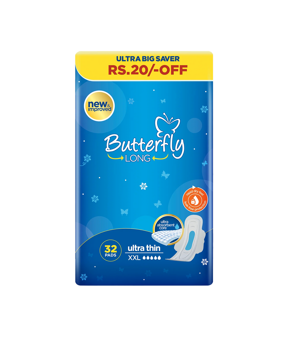 butterfly pad long ultra thin sanitary napkins 32pc xxl pads