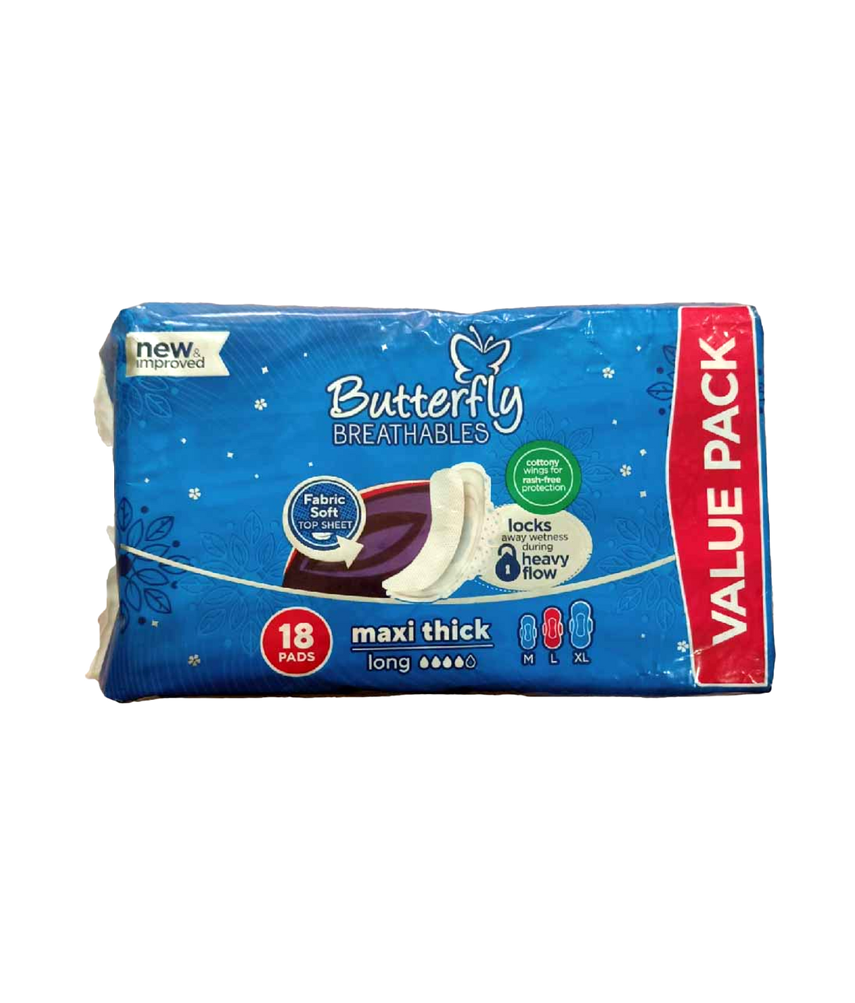butterfly pad breathables maxi thick long 18pc