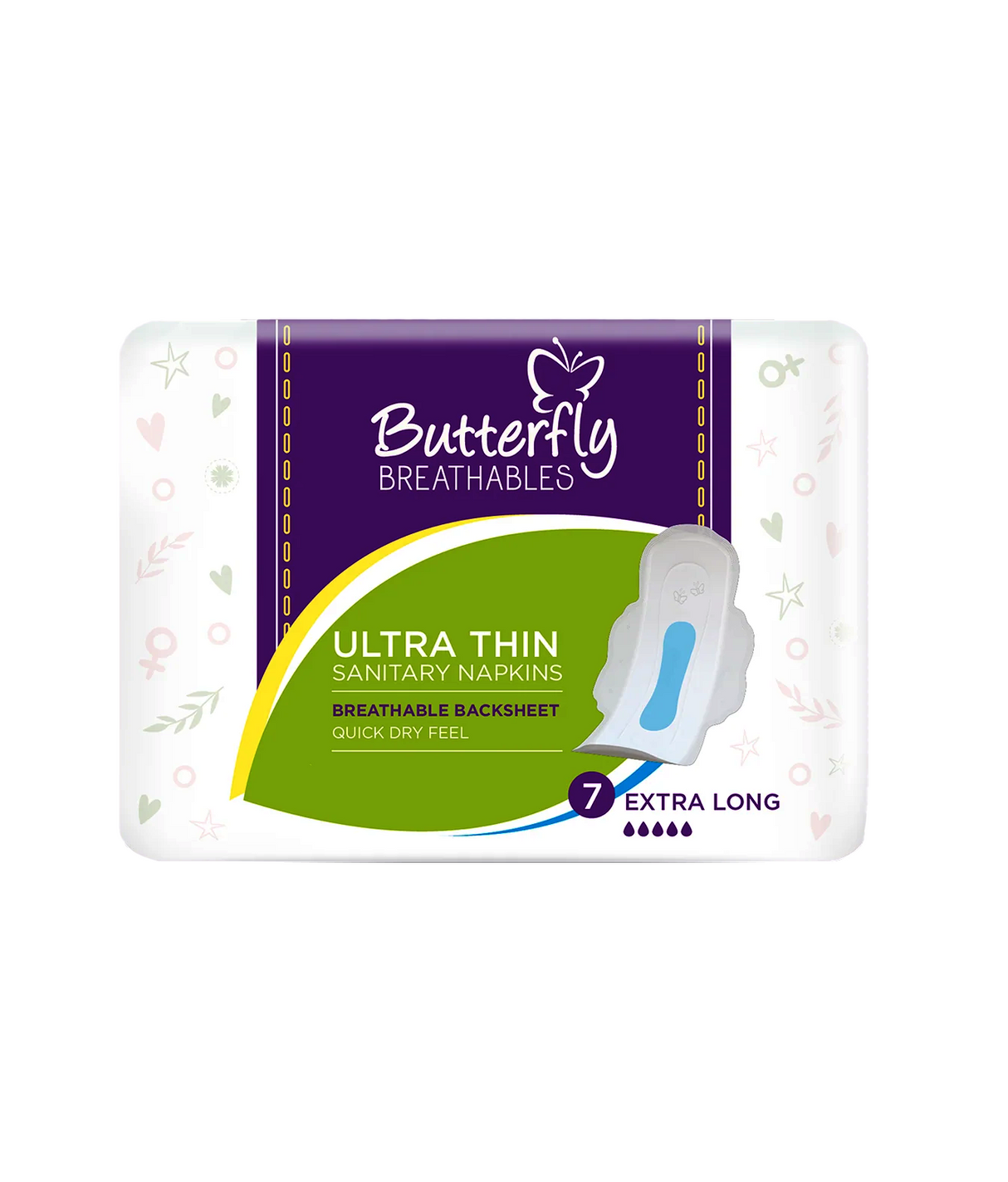 butterfly pad breathables ultra thin sanitary napkins 7pc
