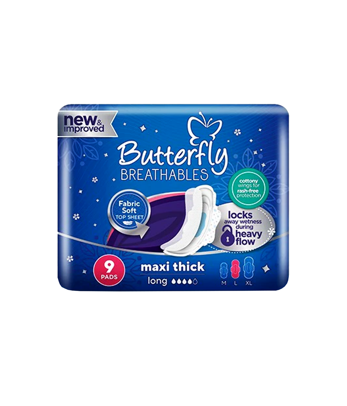 butterfly pad breathables maxi thick long pad 9pc