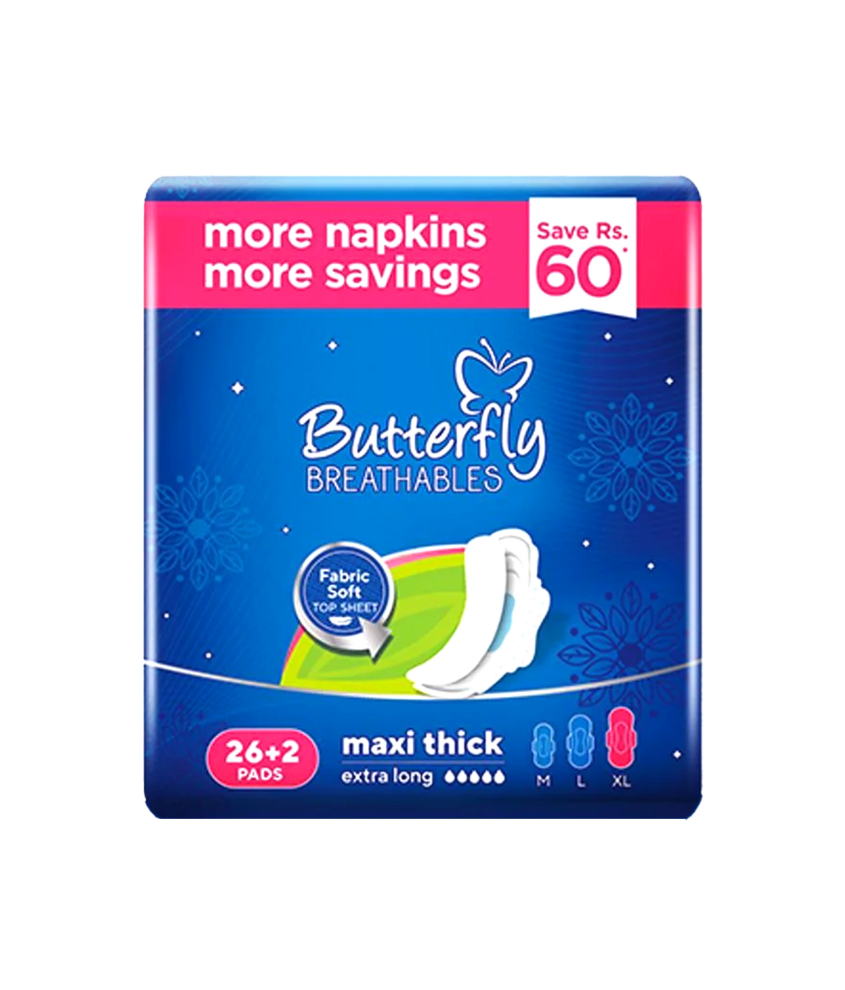 butterfly pad breathables maxi thick 26+2 pc