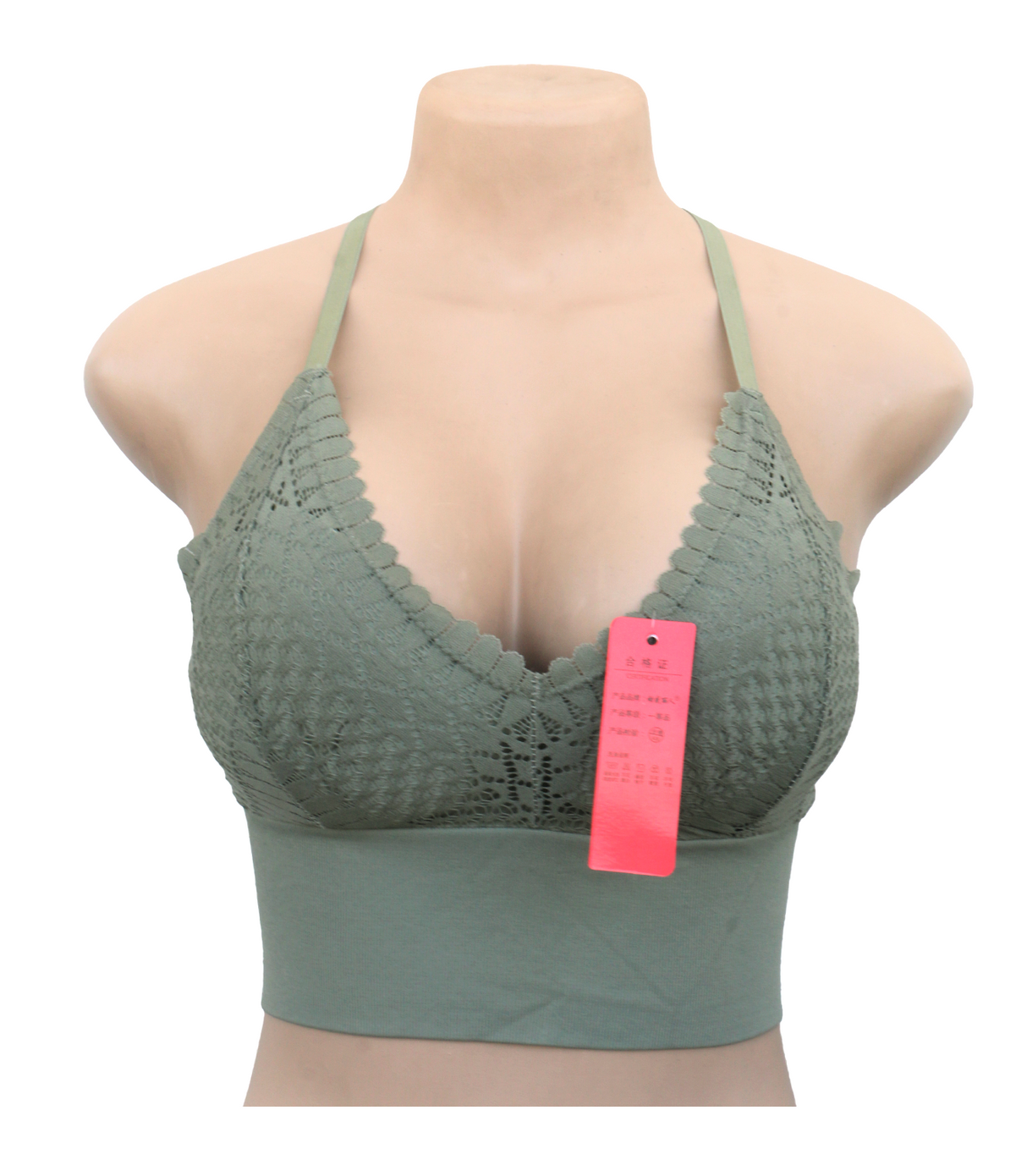 bra lace padded non wires one size green 8814