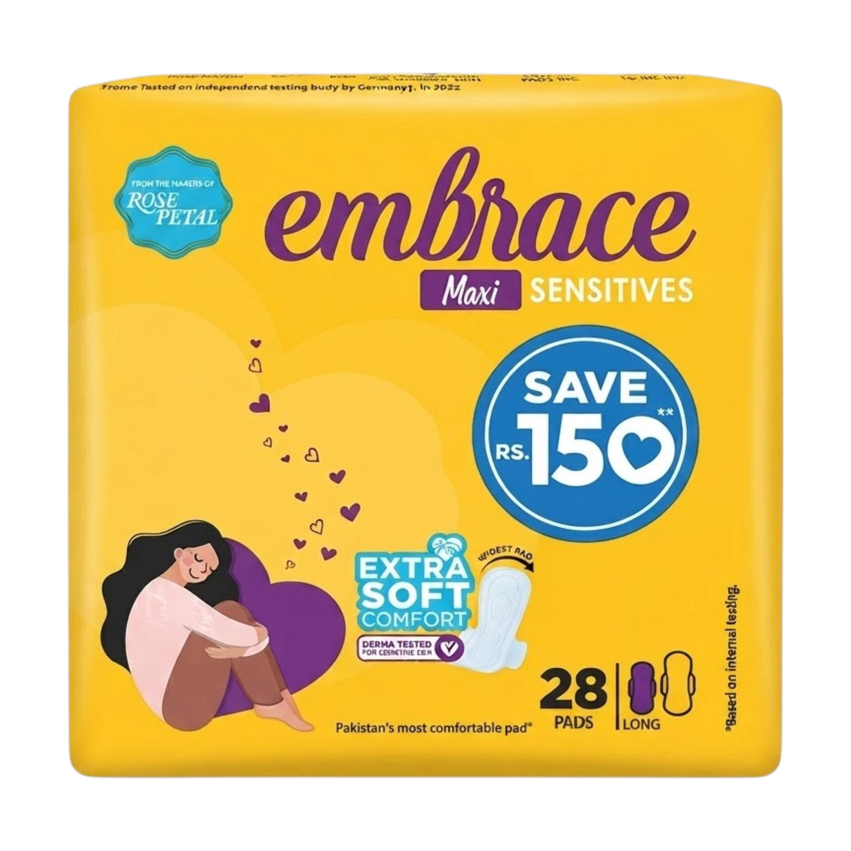 embrace pad maxi sensitives long 28pc