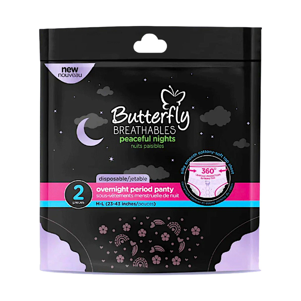 butterfly pad disposable panty 2pc pack m\l