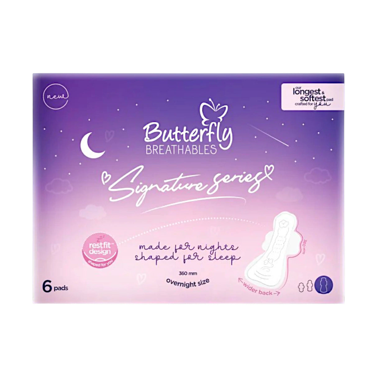 butterfly breathables signature series overnight size 6pc