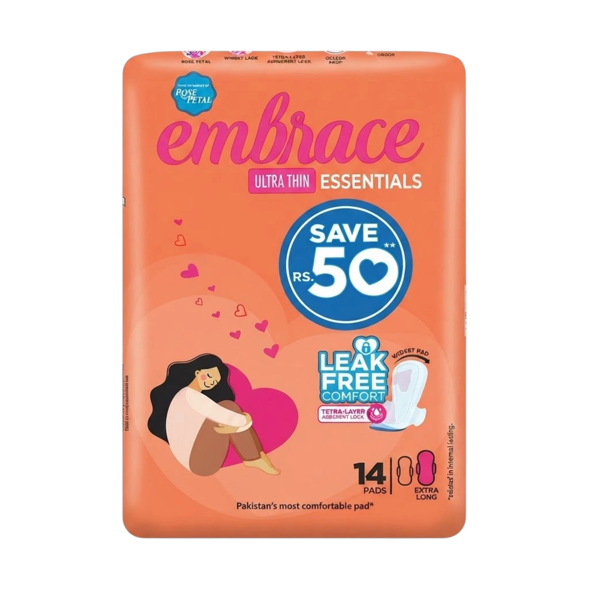 embrace pad ultra thin essentials extra long 14pc