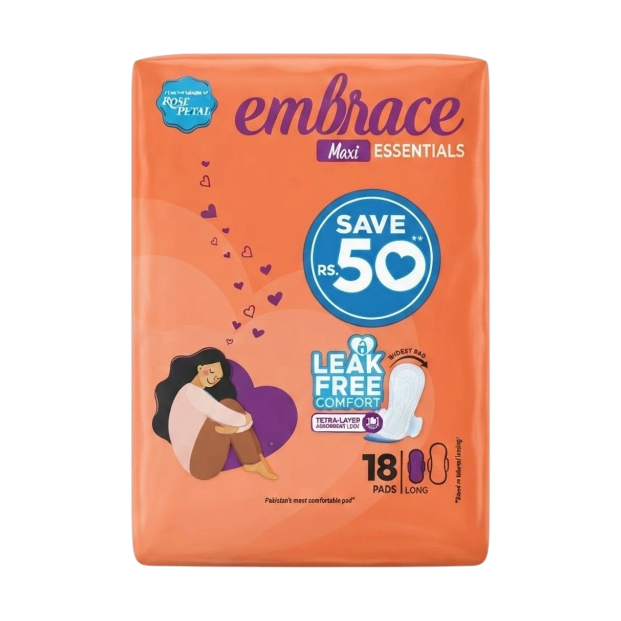 embrace pad maxi essentials long 18pc